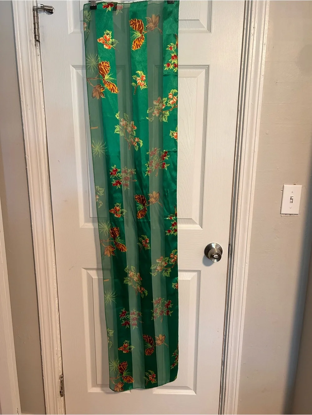 Green Floral Sheer Scarf - Home Accents